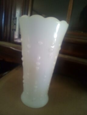 Classic White Scalloped Milk Glass Vase